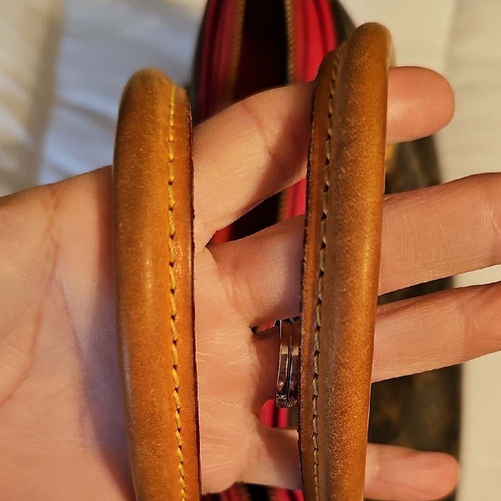 Authentic Louis Vuitton Brown Monogram Shoulder Bag with Red Interior - Picture 12 of 14
